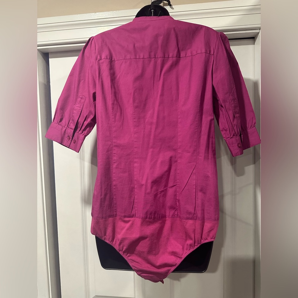 Metrostyle Fuchsia Ruffled Bodysuit - Picture 2 of 4